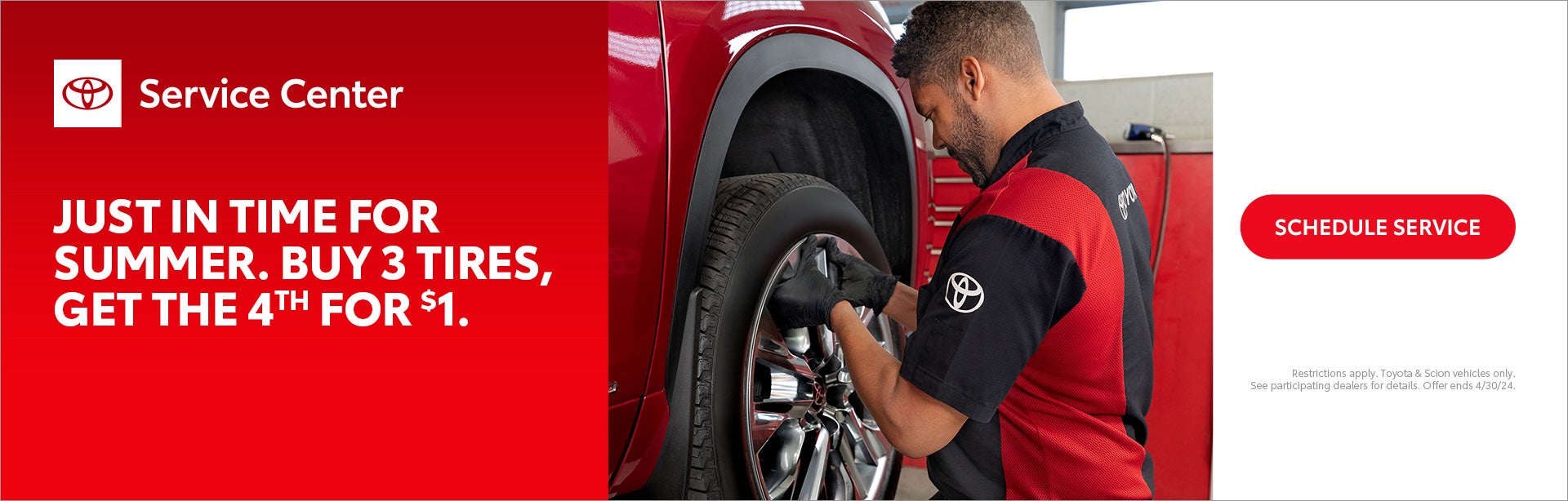 Just in time for Summer. Buy 3 tires, get the 4th one for $1